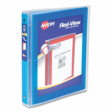 AVERY Flexi-View Binder with Round Rings, 3 Rings, 1in Capacity, 11 x 8.5, Blue 17607